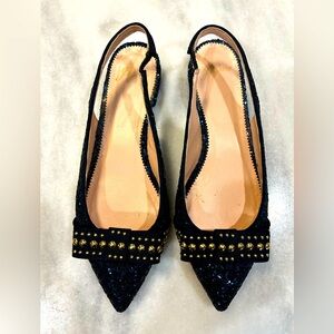J.Crew Gwen Glitter Slingback with Studded Bow